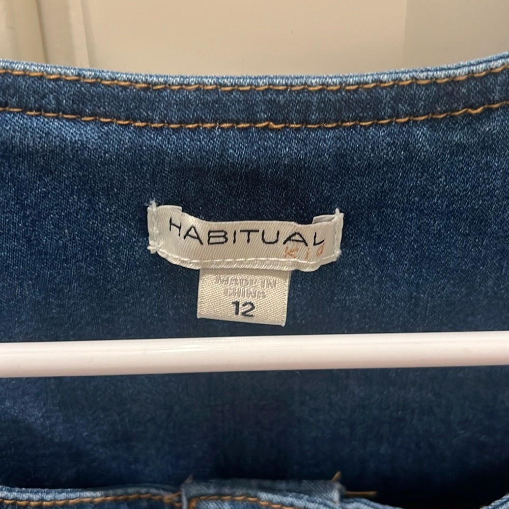 Habitual Girl’s Denim Flounce Sleeveless Dress with Belt - Picture 2 of 5